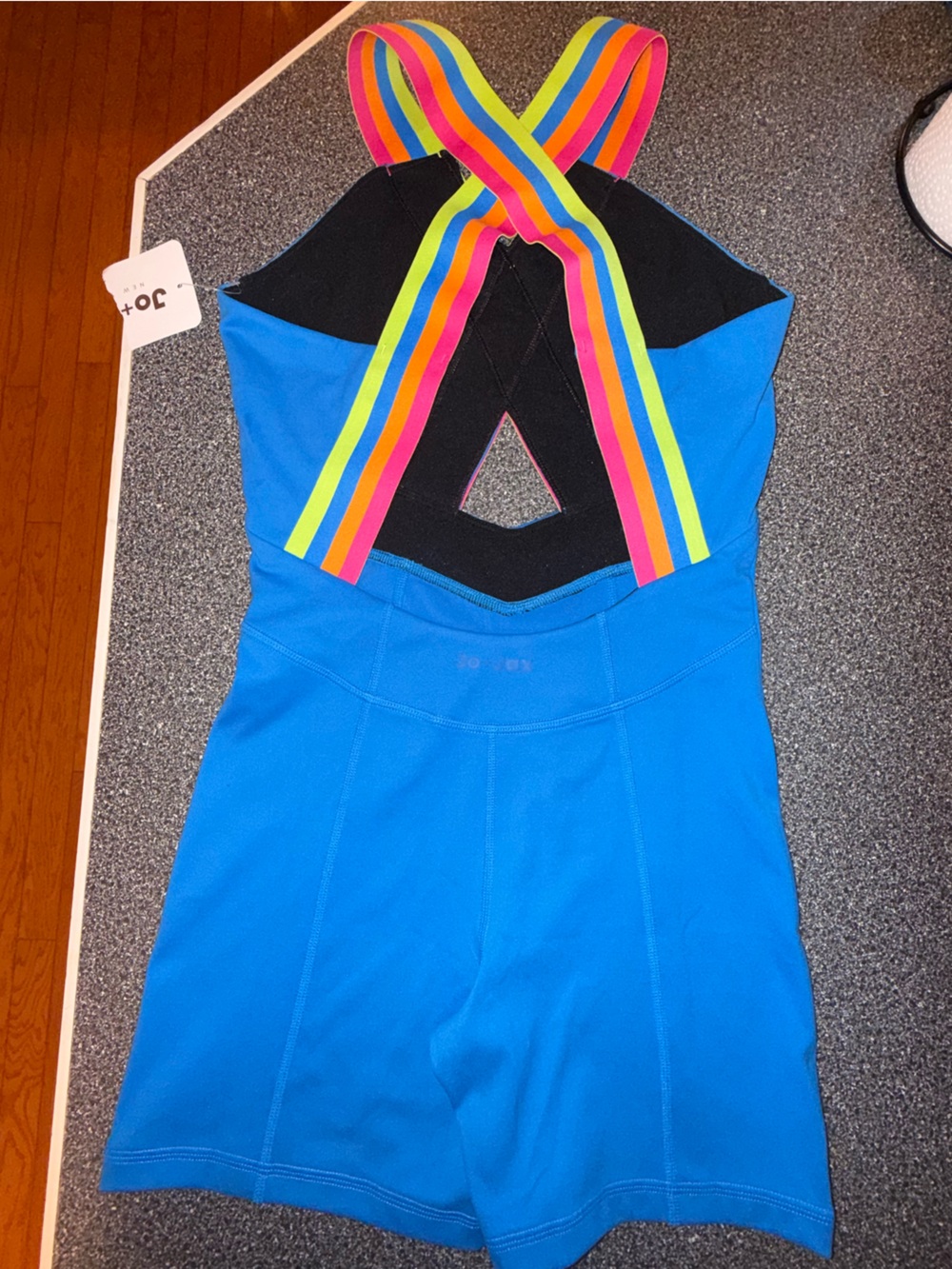 Jo & Jax NWT!! Blue Girls' Dance Biketard with Rainbow Straps Size Adult Small - Picture 7 of 12